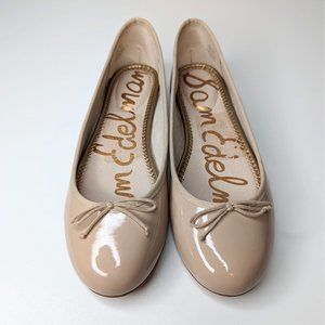 Sam Edelman nude tan cream ballet flats faux patent size 8.5